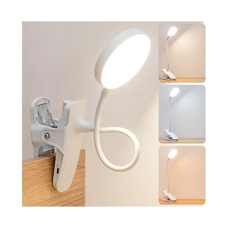 foto del prodotto lampada a clip led usb con controllo touch, 3 modalit di illuminazione, luminosit regolabile, lampada da scrivania, lampada da lettura, lampada da