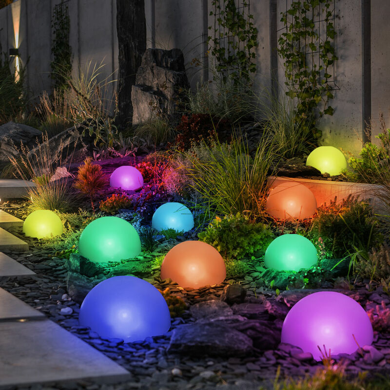 foto del prodotto lampada a energia solare per esterni decorazione da giardino lampada da percorso semisfera a led, cambio colore rgb, l 475 cm, set da 10