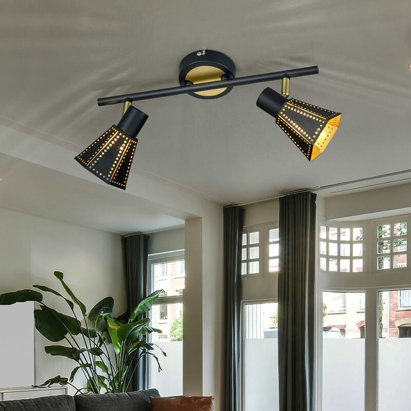 foto del prodotto lampada a faretto da soffitto black gold luce spot retrò regolabile in set incl. lampadina led