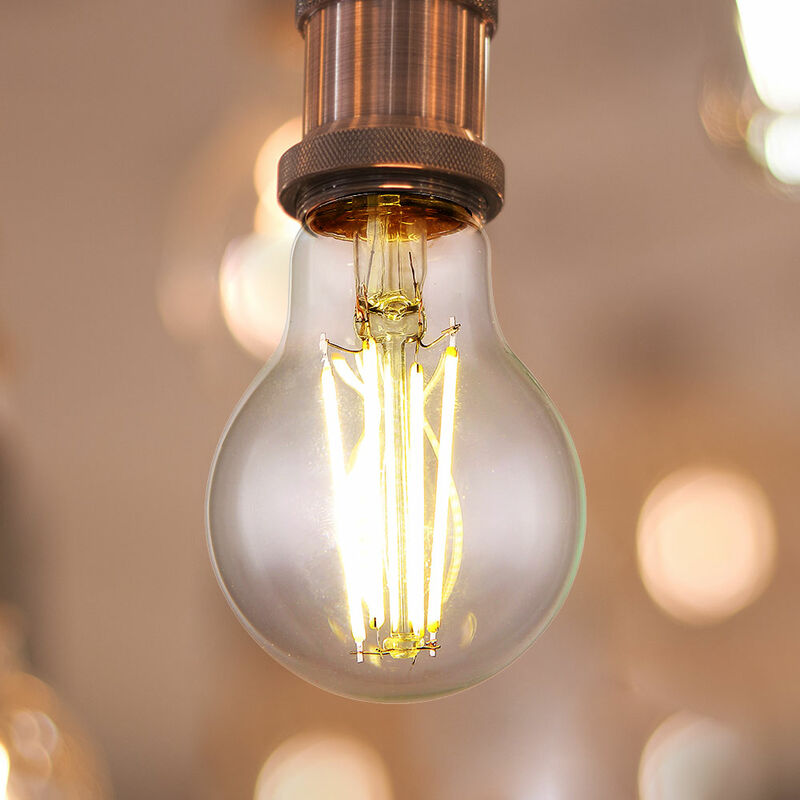 foto del prodotto lampada a filamento led lampada vintage lampadina a sfera e27, vetro trasparente, 7 watt 806 lumen 4000 kelvin bianco neutro, dxh 6x10,6 cm