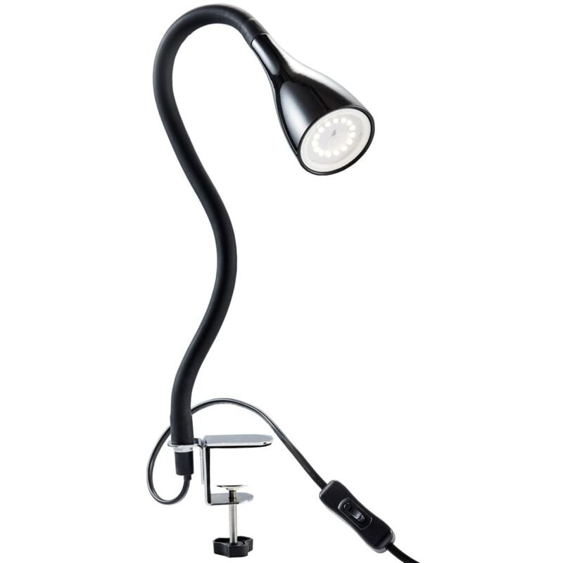 foto del prodotto lampada a led a morsetto dimmerabile lampada da lettura flessibile lampada da tavolo nera 5w b.k.licht