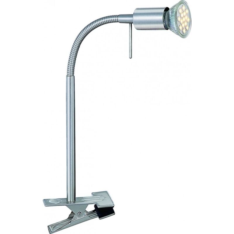 foto del prodotto lampada a led a morsetto illuminazione metallo nichel opaco flexo camera da letto ufficio