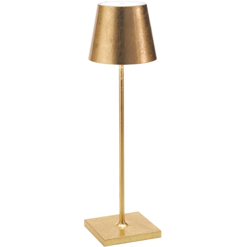 foto del prodotto lampada a led da tavolo poldina pro foglia oro ricaricabile e dimmerabile con batteria fino a 12 ore