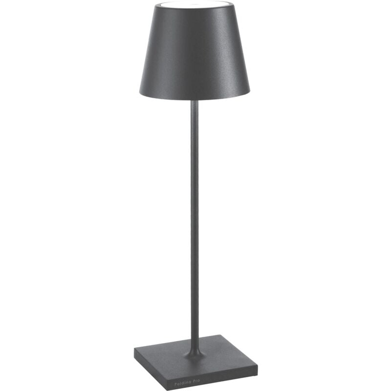 foto del prodotto lampada a led da tavolo poldina pro grigio scuro ricaricabile e dimmerabile con batteria fino a 12 ore. da uso esterno ip65