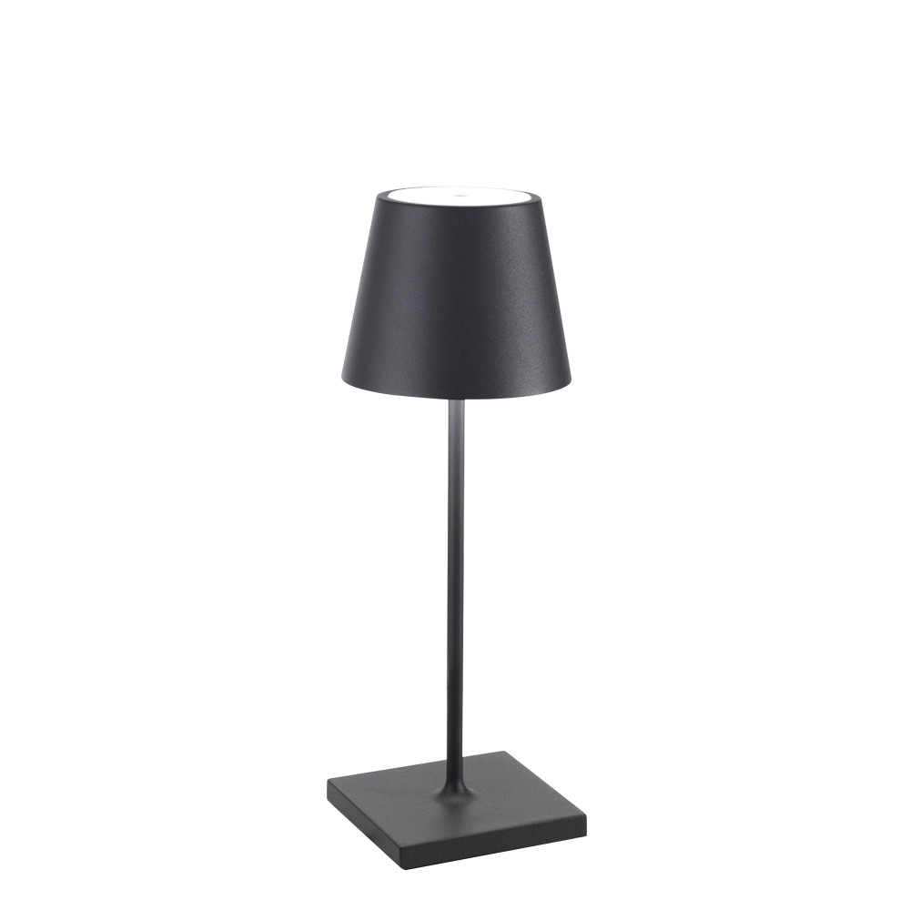 foto del prodotto lampada a led da tavolo poldina pro mini grigio scuro ricaricabile e dimmerabile con batteria fino a 12 ore