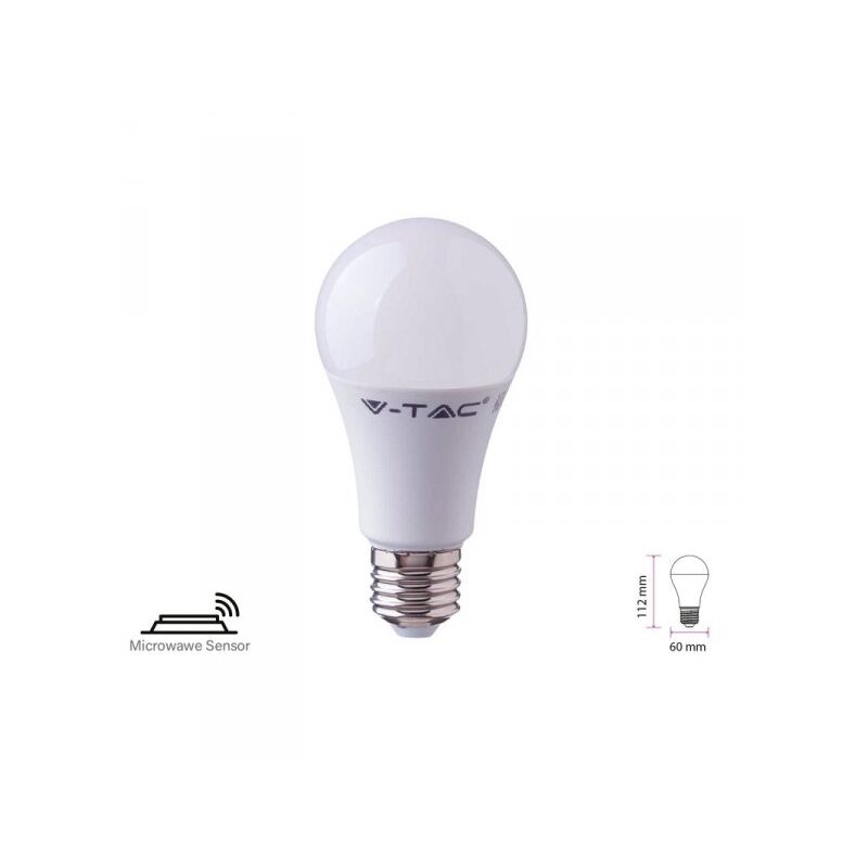 foto del prodotto lampada a led e27 con sensore microonde 11w a60 ra80 freddo 6400k bulbo 1055 lm sku 2765