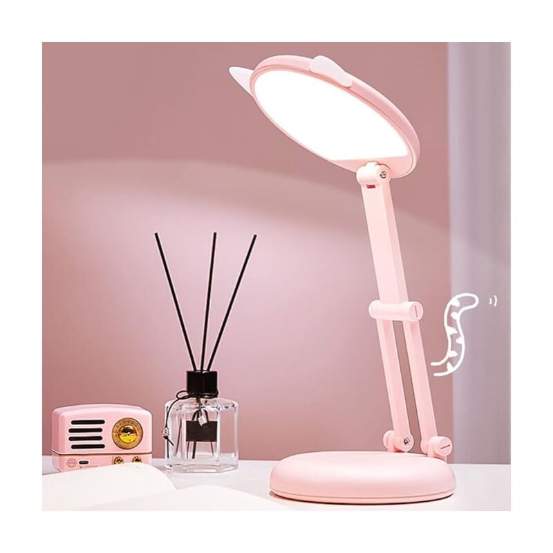 foto del prodotto lampada a led, lampada da scrivania per bambini, lampada da comodino per ragazza rosa con orecchie di gatto, lampade da tavolo lampada da scrivania
