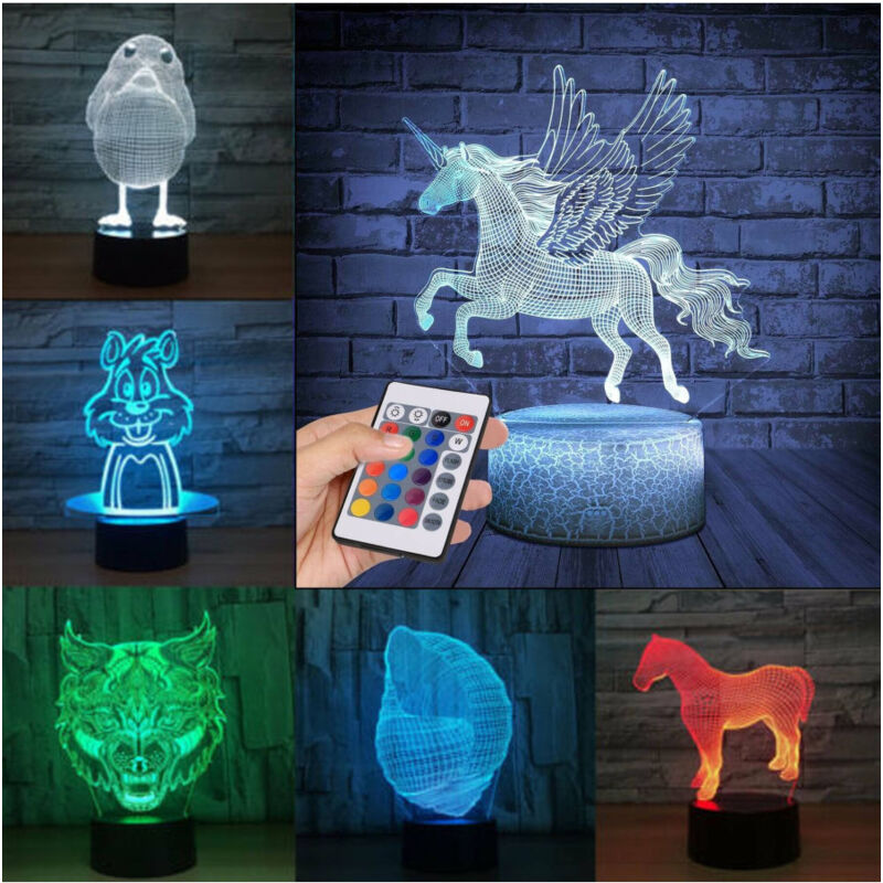 foto del prodotto lampada a led rgb acrilico personalizzata effetto 3d telecomando decorativa casa altezza h max 10 cm trade shop traesio