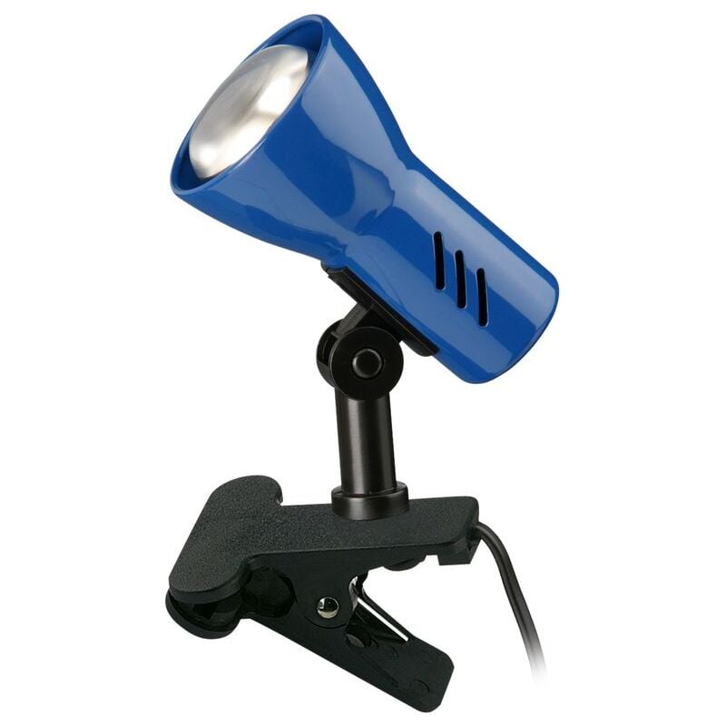 foto del prodotto lampada a morsetto lampada a morsetto 1xe14 orientabile interruttore a cordicella metallo blu briloner