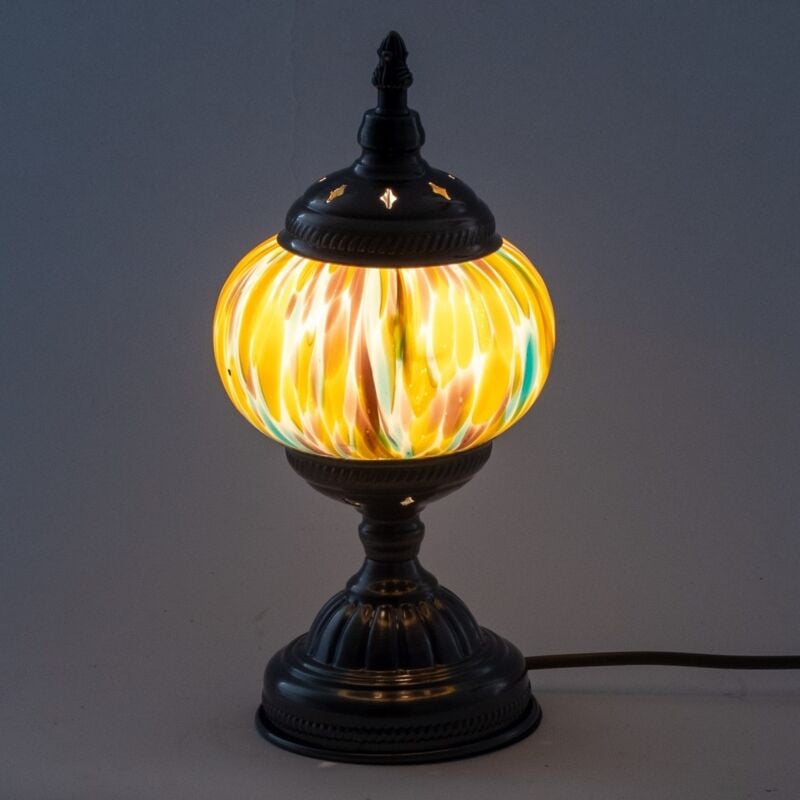 foto del prodotto lampada a mosaico artigianale realizzata a mano in india per una decorazione boho chic e un atmosfera calda in casa