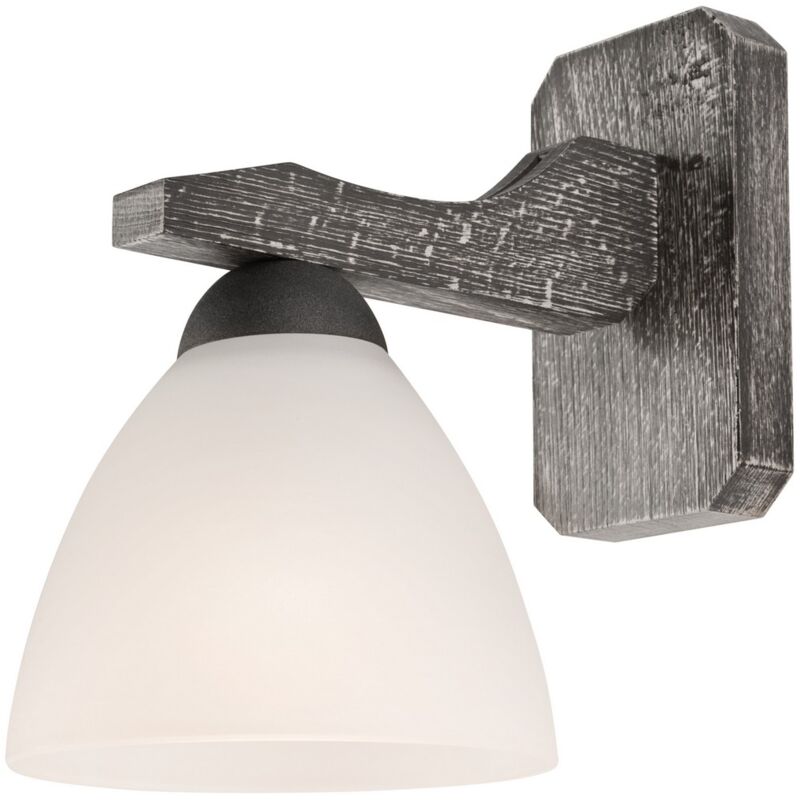 foto del prodotto lampada a parete adriano, acciaio, legno, vetro, grigio, 21x21x21 cm