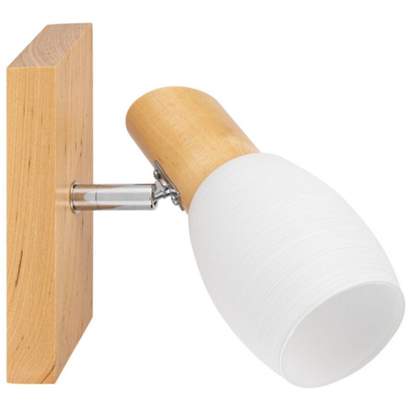 foto del prodotto lampada a parete albino, legno, vetro, marrone, bianco, 6x18x17 cm