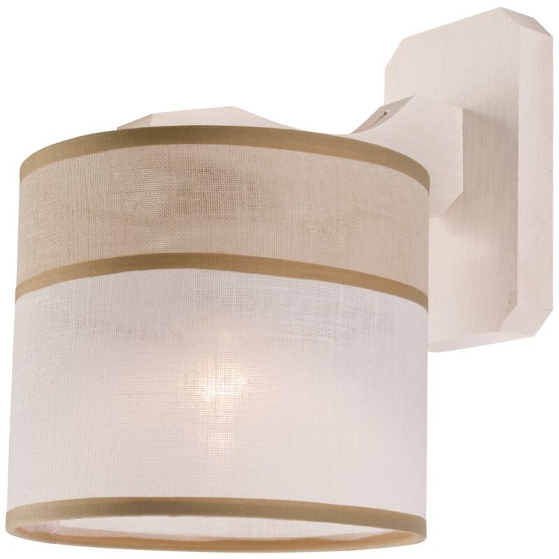 foto del prodotto lampada a parete andrea, metallo, legno, tessuto, bianco, 23x23x20 cm
