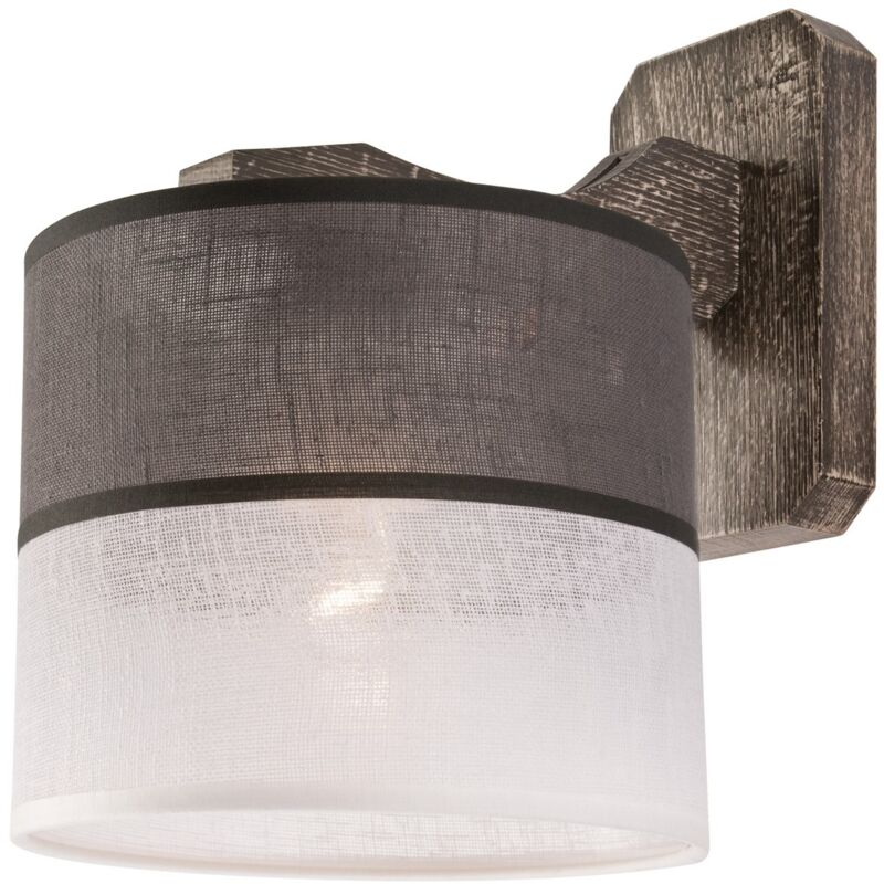 foto del prodotto lampada a parete andrea, metallo, legno, tessuto, grigio, 23x23x20 cm