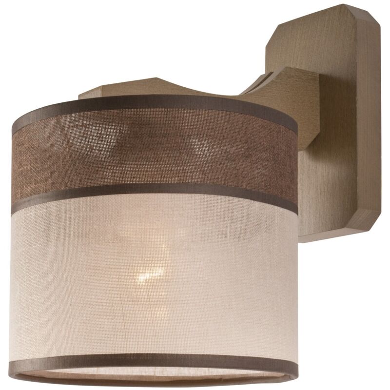 foto del prodotto lampada a parete andrea, metallo, legno, tessuto, marrone, 23x23x23 cm