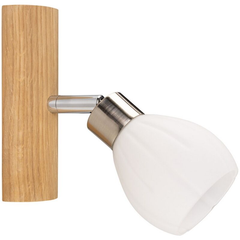 foto del prodotto lampada a parete arcadio, legno, metallo, vetro, argento, marrone, bianco, 6x17x16 cm