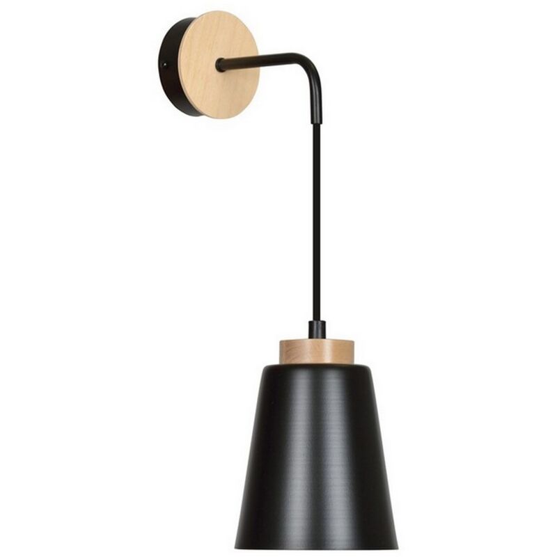 foto del prodotto lampada a parete bolero, acciaio verniciato a polvere, legno, nero, 14x25x16 cm