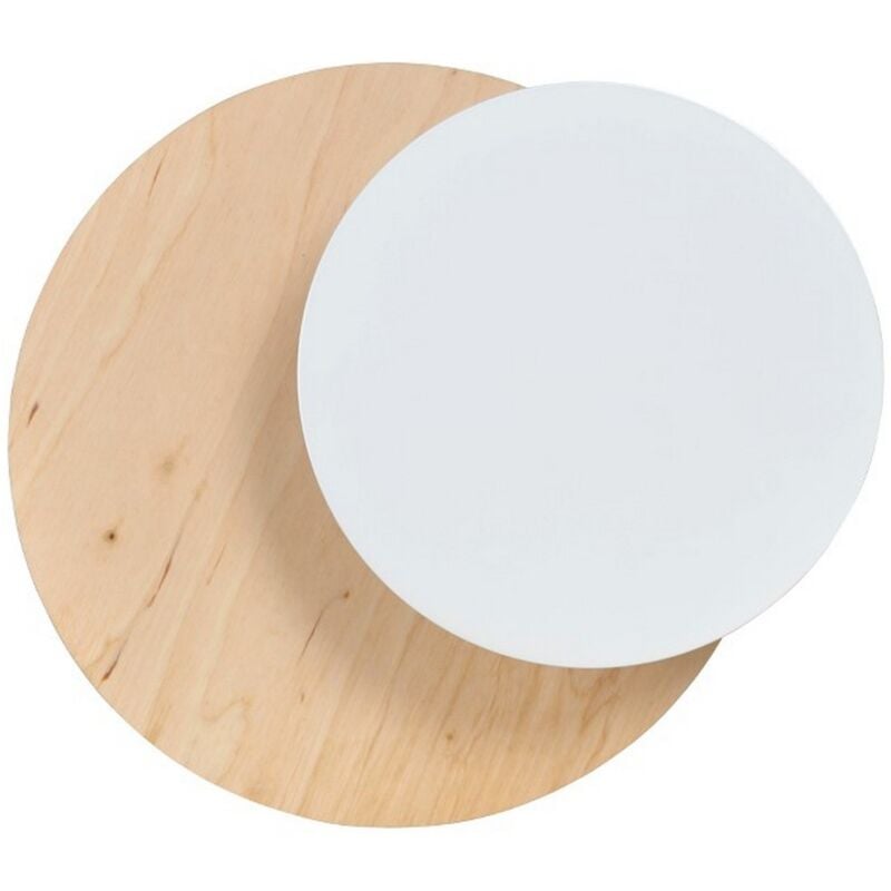 foto del prodotto lampada a parete circle, acciaio verniciato a polvere, compensato, bianco, 22x20x13 cm