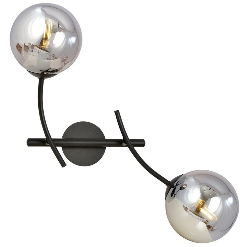 foto del prodotto lampada a parete hunter, acciaio verniciato a polvere, vetro, nero, grigio, 35x38x14 cm