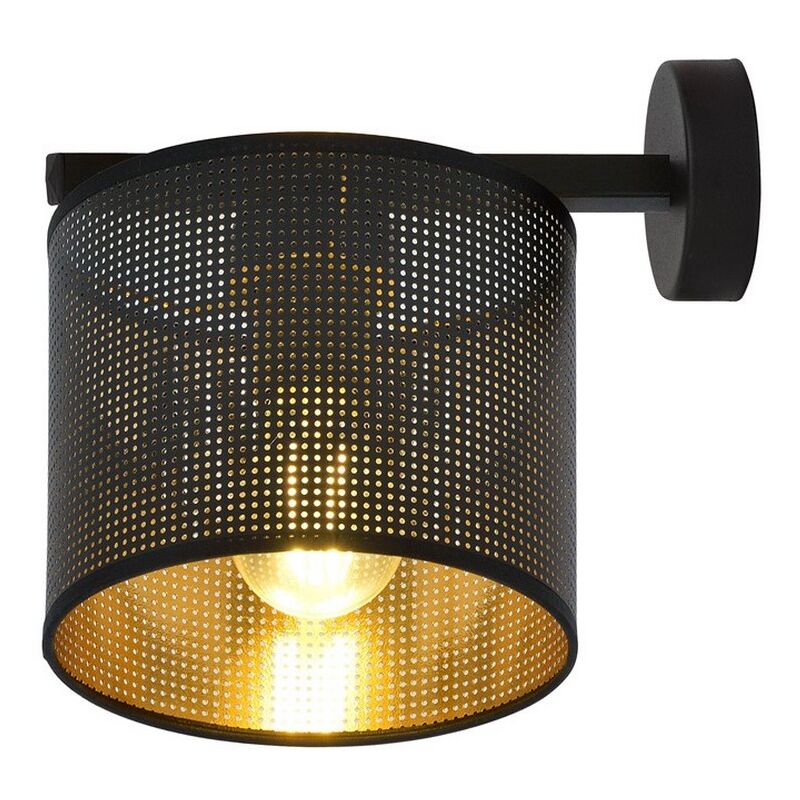 foto del prodotto lampada a parete jordan, acciaio verniciato a polvere, tessuto, nero, oro, 23x22x23 cm