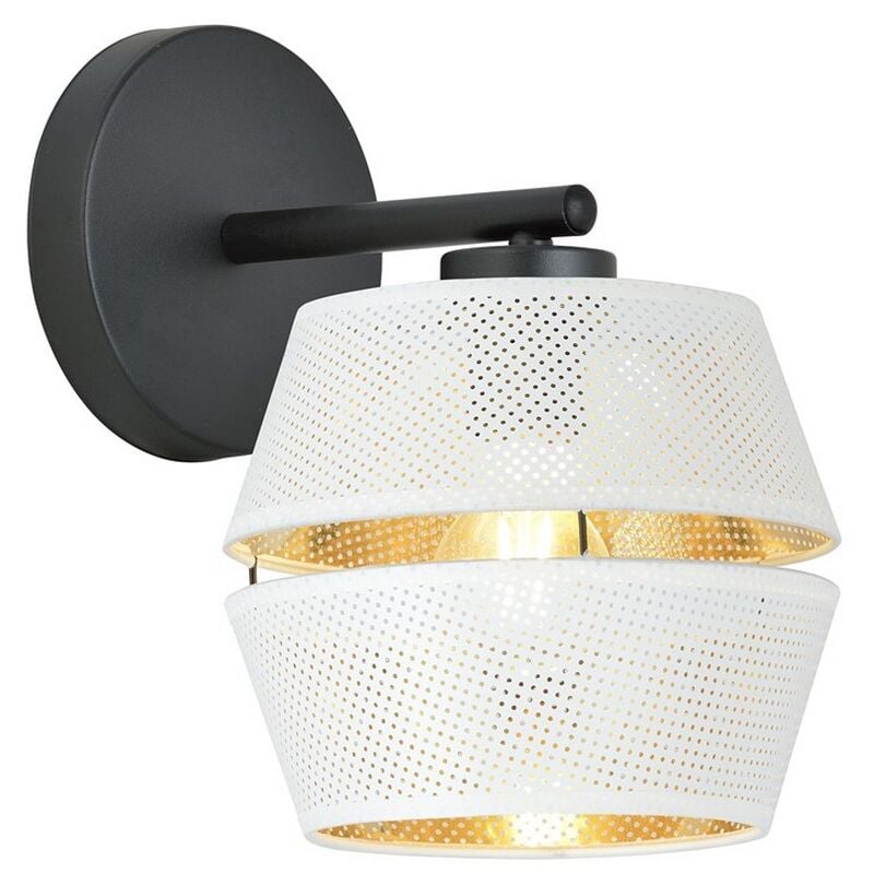foto del prodotto lampada a parete malia, acciaio verniciato a polvere, nero, bianco, oro, 20x25x20 cm