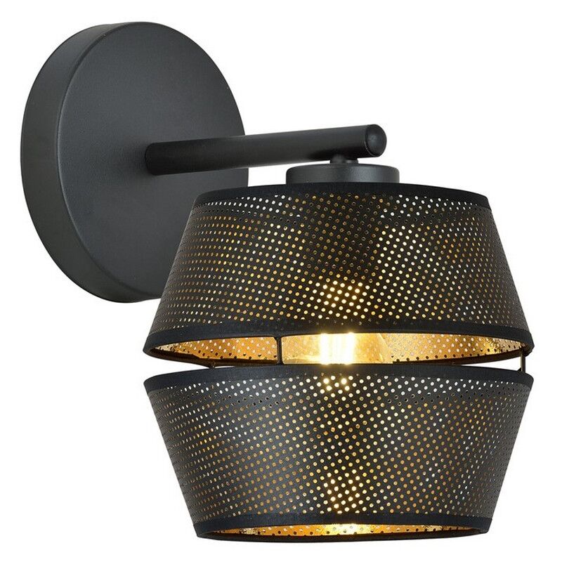 foto del prodotto lampada a parete malia, acciaio verniciato a polvere, nero, oro, 20x25x20 cm