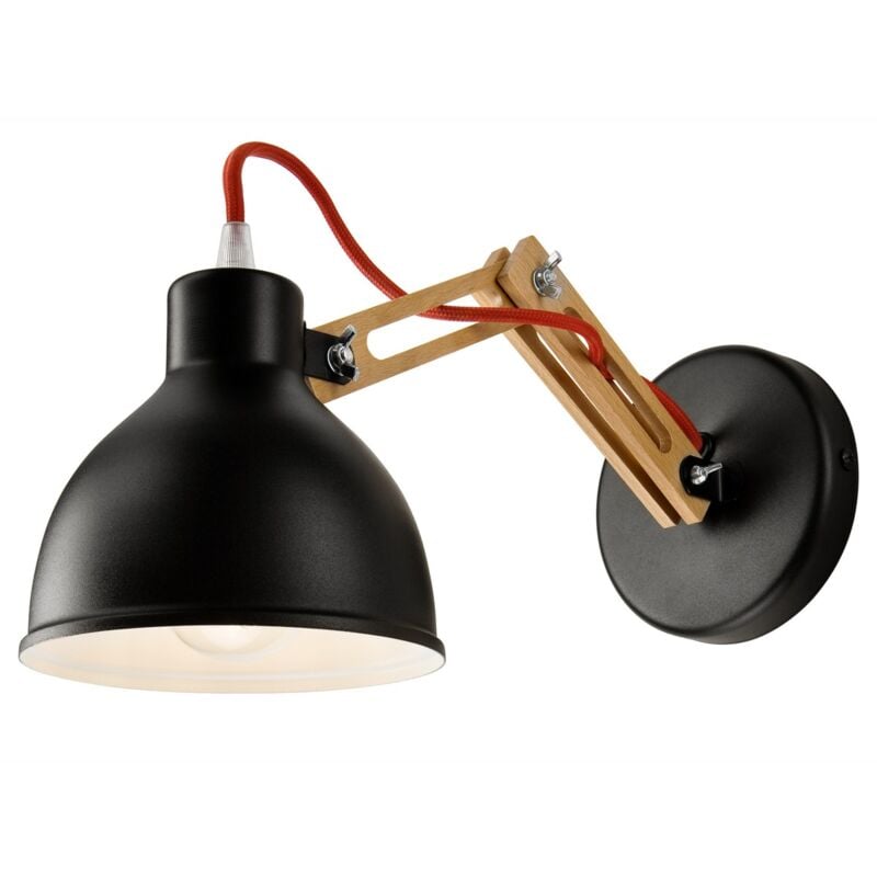 foto del prodotto lampada a parete marcello, legno, metallo, nero, marrone, 25x35x15 cm