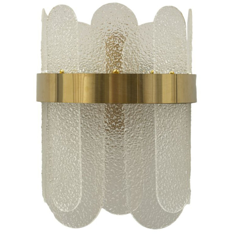 foto del prodotto lampada a parete mf64, vetro, metallo, oro, bianco, 20x14x28 cm