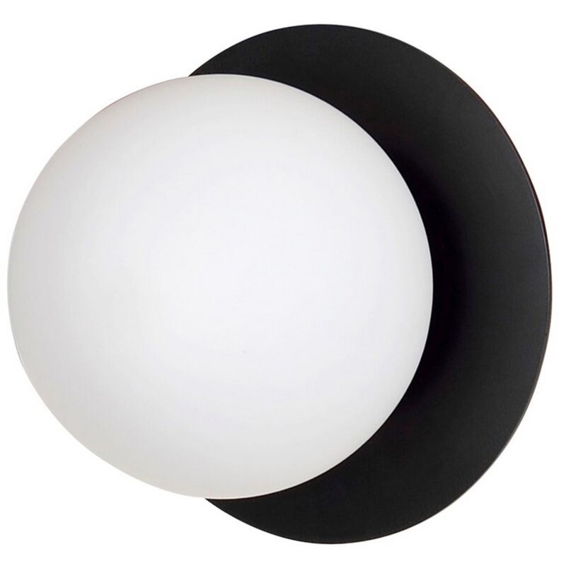 foto del prodotto lampada a parete minerva, acciaio verniciato a polvere, vetro, nero, bianco, 15x15x15 cm