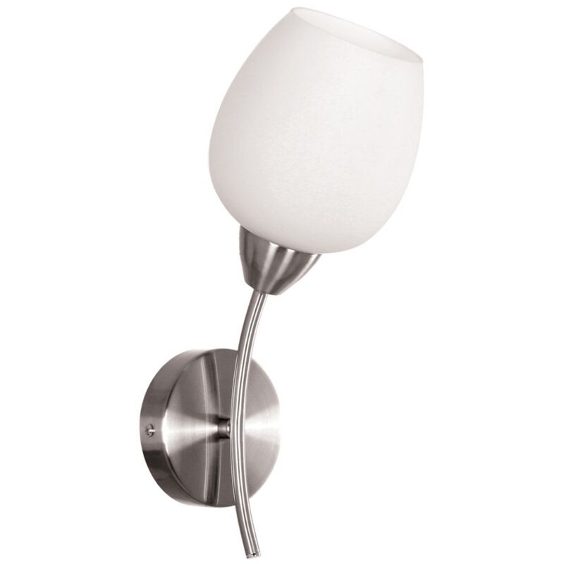 foto del prodotto lampada a parete navia, metallo, vetro, argento, bianco, 12,5x16x33,5 cm
