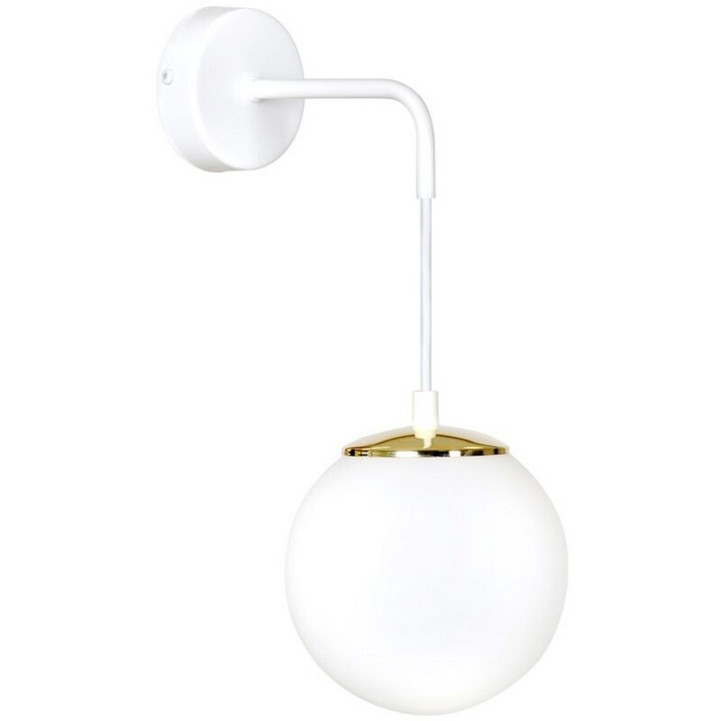 foto del prodotto lampada a parete ognis, acciaio verniciato a polvere, vetro, bianco, 18x30x16 cm