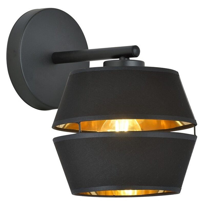 foto del prodotto lampada a parete piano, acciaio verniciato a polvere, nero, oro, 20x25x20 cm