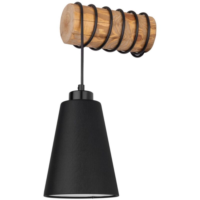 foto del prodotto lampada a parete rega, legno, tessuto, marrone, nero, 14,5x27,5x50 cm