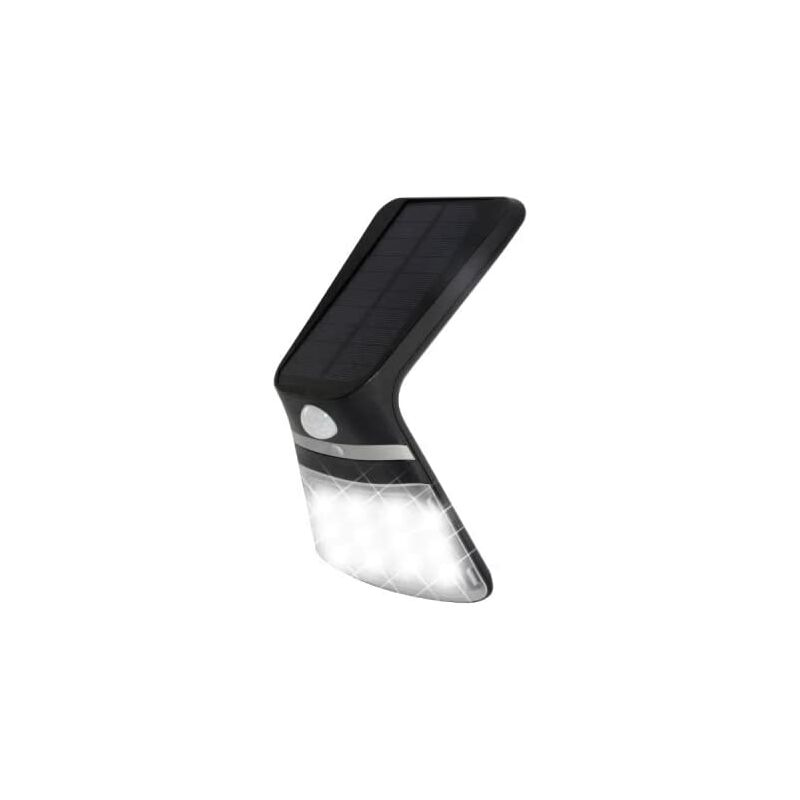 foto del prodotto lampada a parete solar 3,5w 430lm ricaricabile sensore di presenza 2 8m colore nero 10,5x13cm edm
