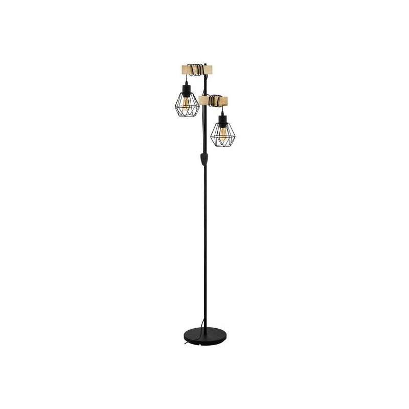 foto del prodotto lampada a pavimento 40x166,5x250 cm in ferro nero con supporto in legno eglo townshend