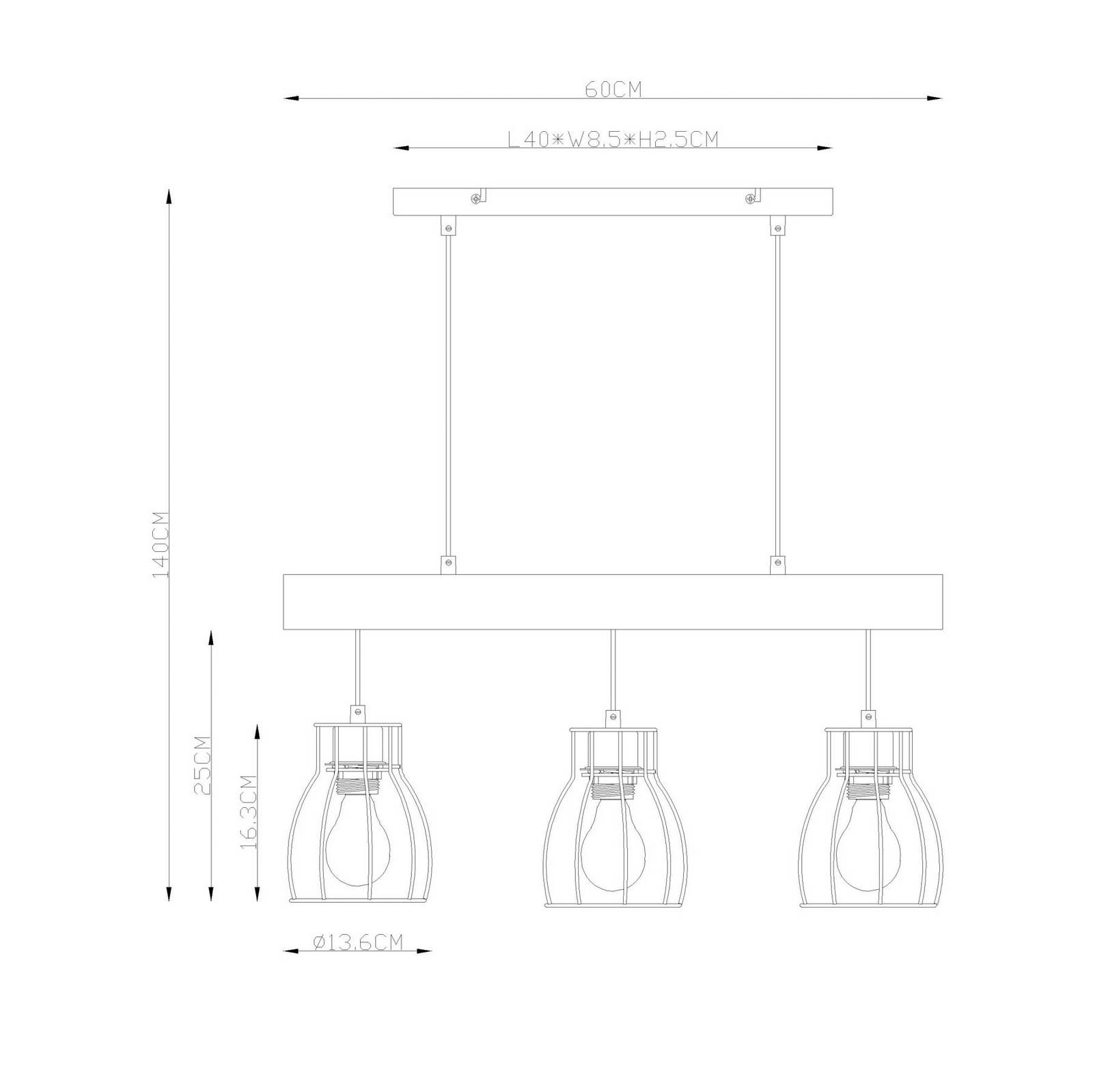foto del prodotto lampada a pendolo da soffitto vintage design a gabbia soggiorno sala da pranzo lampada a sospensione con trave di legno globo 15326 3n