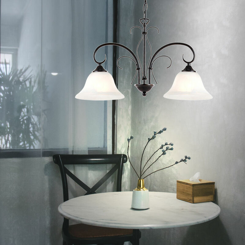 foto del prodotto lampada a pendolo retr da soffitto a luce ruggine sala da pranzo con ottica alabastro in un set che include lampadine a led