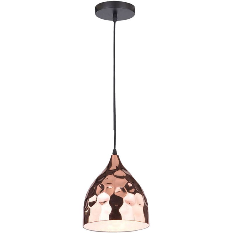 foto del prodotto lampada a pendolo vintage appesa corridoio soffitto proiettore finitura martello luce ottica oro rosa v-tac 3714