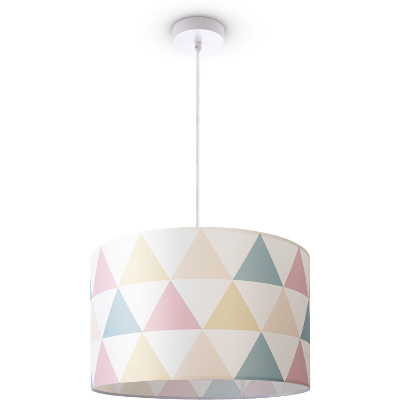 foto del prodotto lampada a plafone paralume in tessuto sospensione e27 camera da letto rotonda luce a sospensione bianca, design 2 45,5 cm paco home