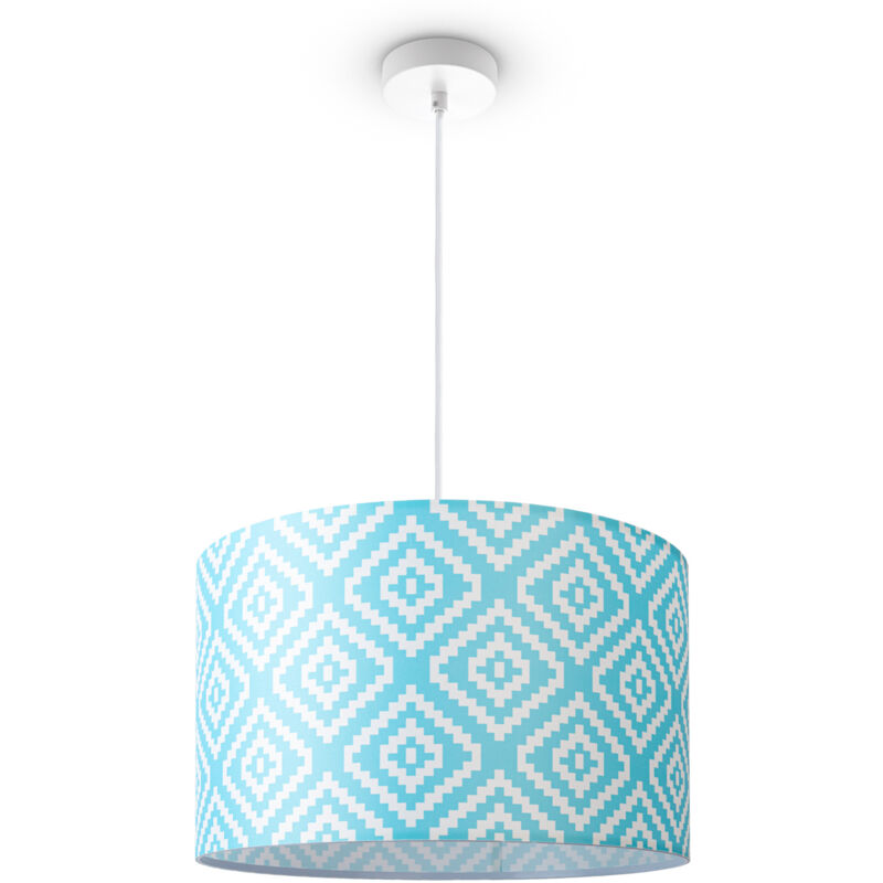 foto del prodotto lampada a plafone paralume in tessuto sospensione e27 camera da letto rotonda luce a sospensione bianca, design 6 45,5 cm paco home