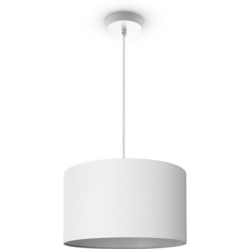 foto del prodotto lampada a plafone soggiorno sospensione tavolo sala da pranzo e27 uni tessuto luce a sospensione bianca, bianco 38 cm paco home