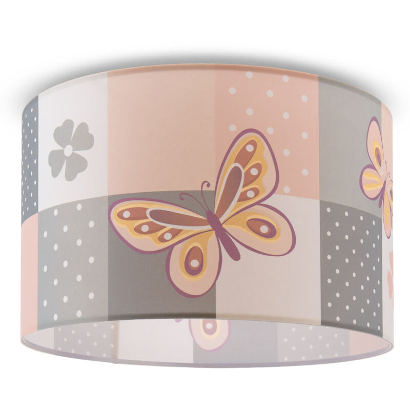 foto del prodotto lampada a plafone sospensione cameretta dei bambini paralume tessuto rotondo e27 plafoniera bianca, crema 455cm paco home