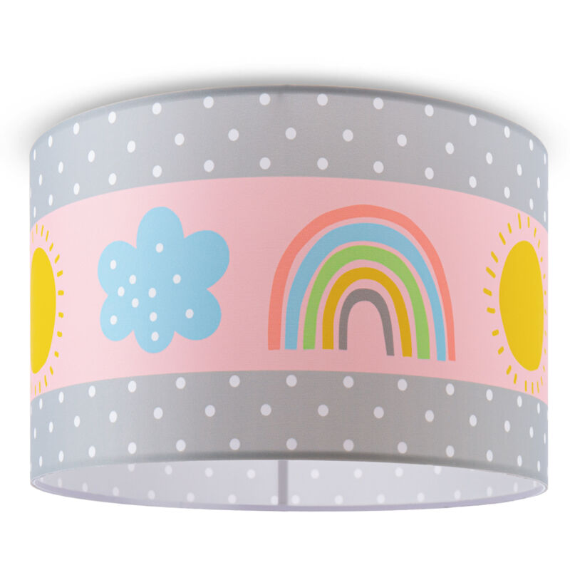 foto del prodotto lampada a plafone sospensione cameretta dei bambini paralume tessuto rotondo e27 plafoniera bianca, multicolore 1 455cm paco home