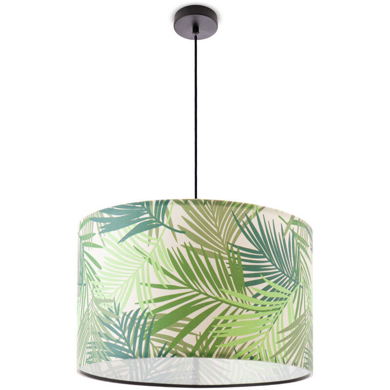foto del prodotto lampada a plafone sospensione sospesa sala da pranzo tavola floreale palme e27 verde 38cm , luce a sospensione nero paco home