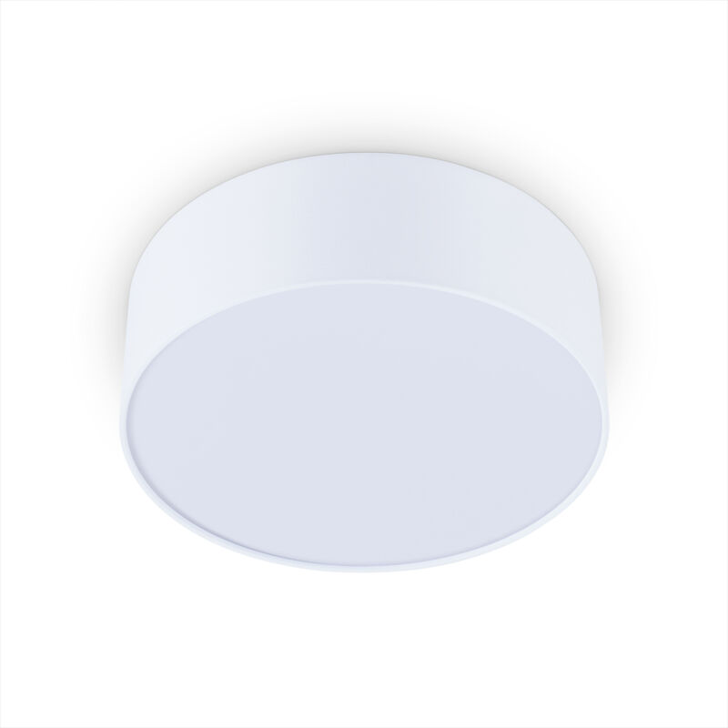 foto del prodotto lampada a plafone tavolo da pranzo soggiorno moderno ufficio paralume rotondo tessuto e27 bianco, 30cm paco home