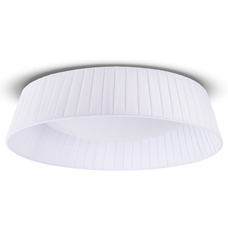 foto del prodotto lampada a plafone tavolo da pranzo soggiorno moderno ufficio paralume rotondo tessuto e27 bianco, 37cm paco home