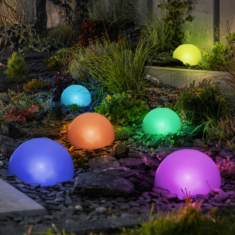 foto del prodotto lampada a sfera a luce solare che cambia colore lampada a spina per esterni emisfero decorazione da giardino solare, bianco, 5 led rgb colorati, dxh