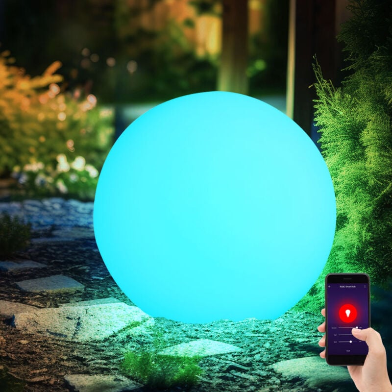 foto del prodotto lampada a sfera plug in luce da giardino sfera luminosa led telecomando sfera solare per esterno 30 cm, cct dimmerabile, 1x smart home rgb led 10w