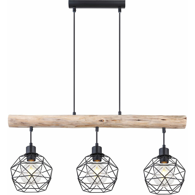 foto del prodotto lampada a soffitto a sospensione vintage in legno trave soggiorno sala da pranzo griglia lampada a sospensione nero