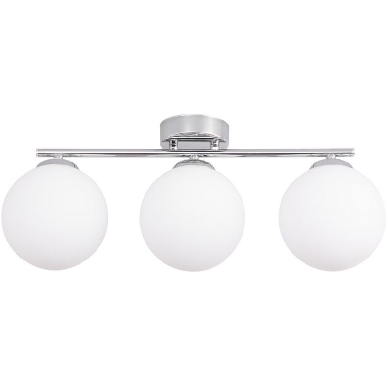 foto del prodotto lampada a soffitto beda, metallo, vetro, argento, bianco, 15x54x21,5 cm